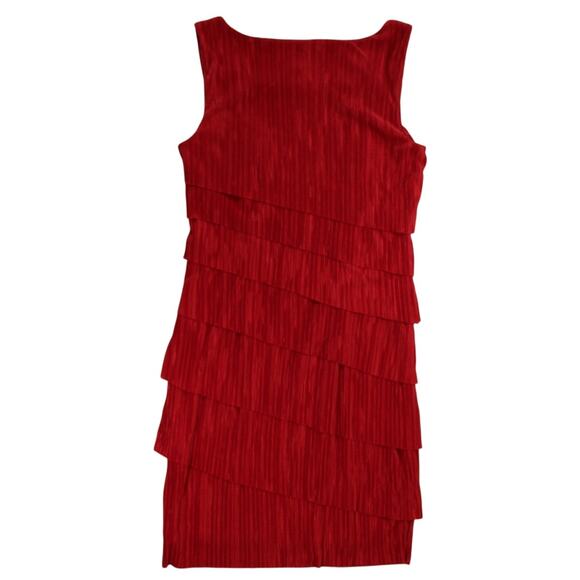 Connected Apparel Red Tiered Sleeveless Cocktail Dress Size 10 - Picture 2 of 5